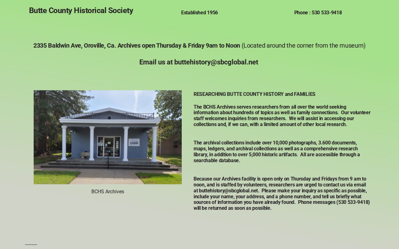 Butte County city directory historical society archives
